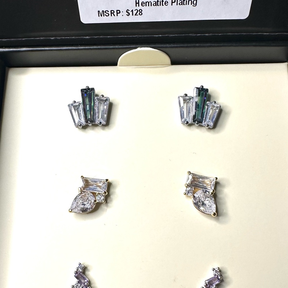 Chic Silver and Green Hematite Plated Earrings